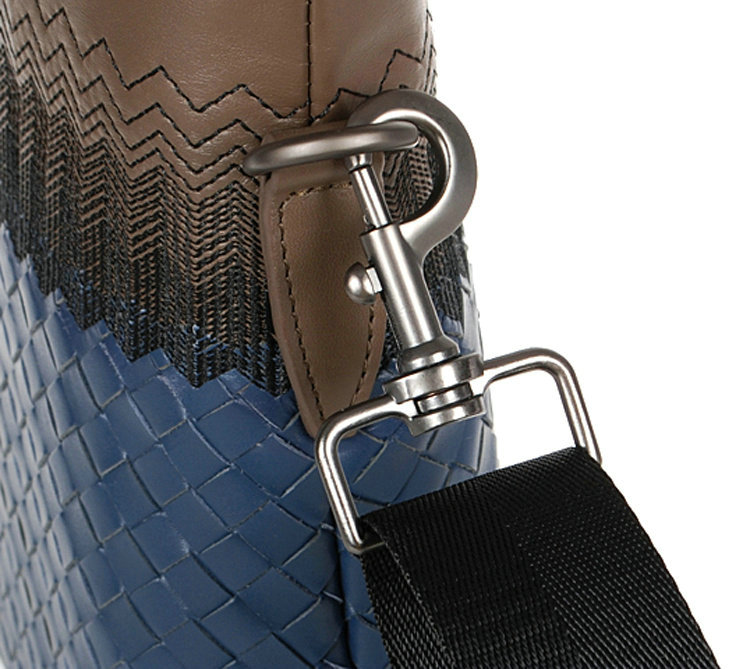 Bottega Veneta intrecciato leather briefcase 1159349-5 blue&brown